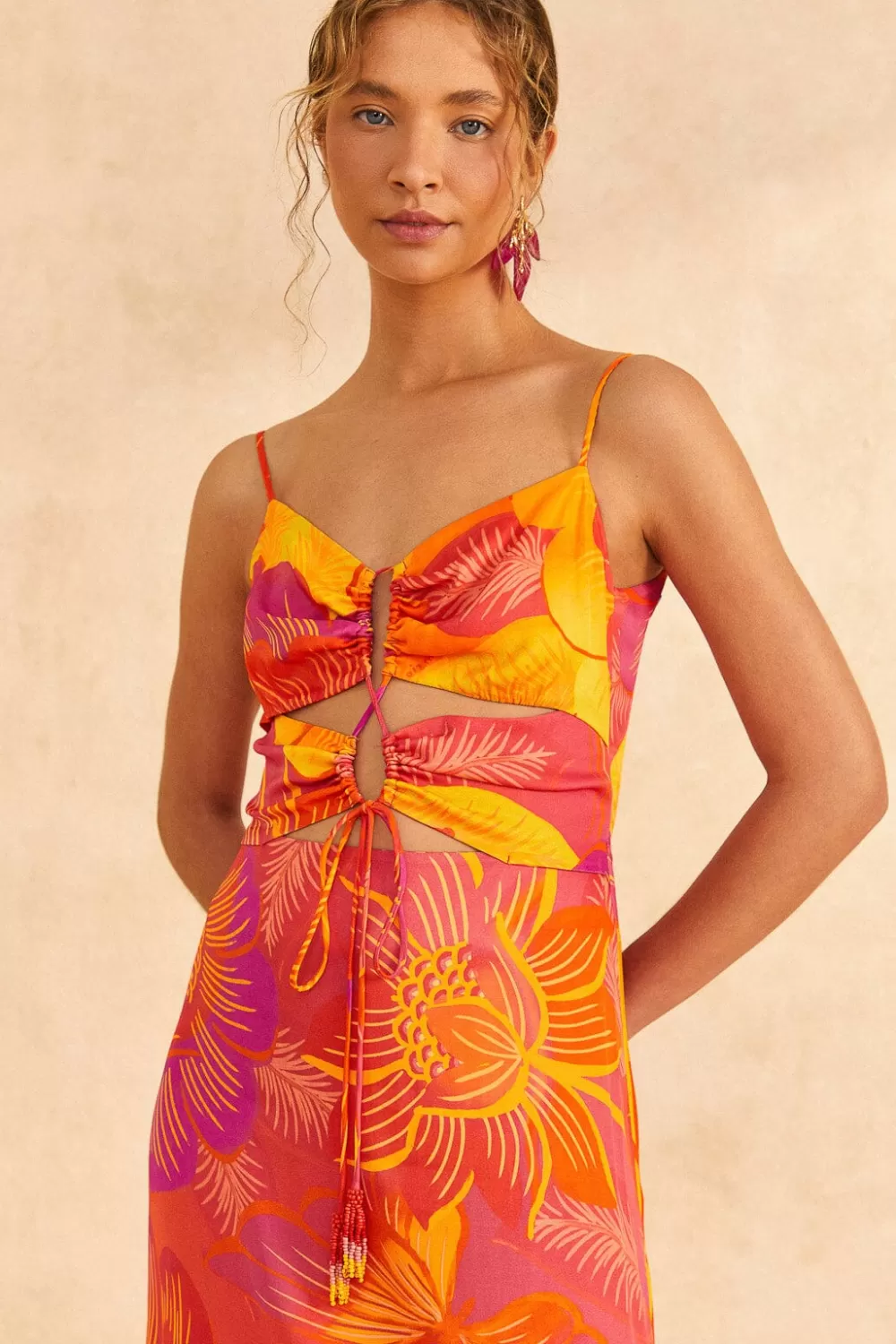 Summer Garden Ombre Lenzing™ Ecovero™ Viscose Midi Dress | FARM Rio Outlet
