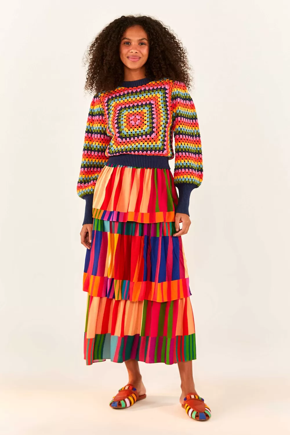 Sunset Stripes Crochet Sweater | FARM Rio Flash Sale
