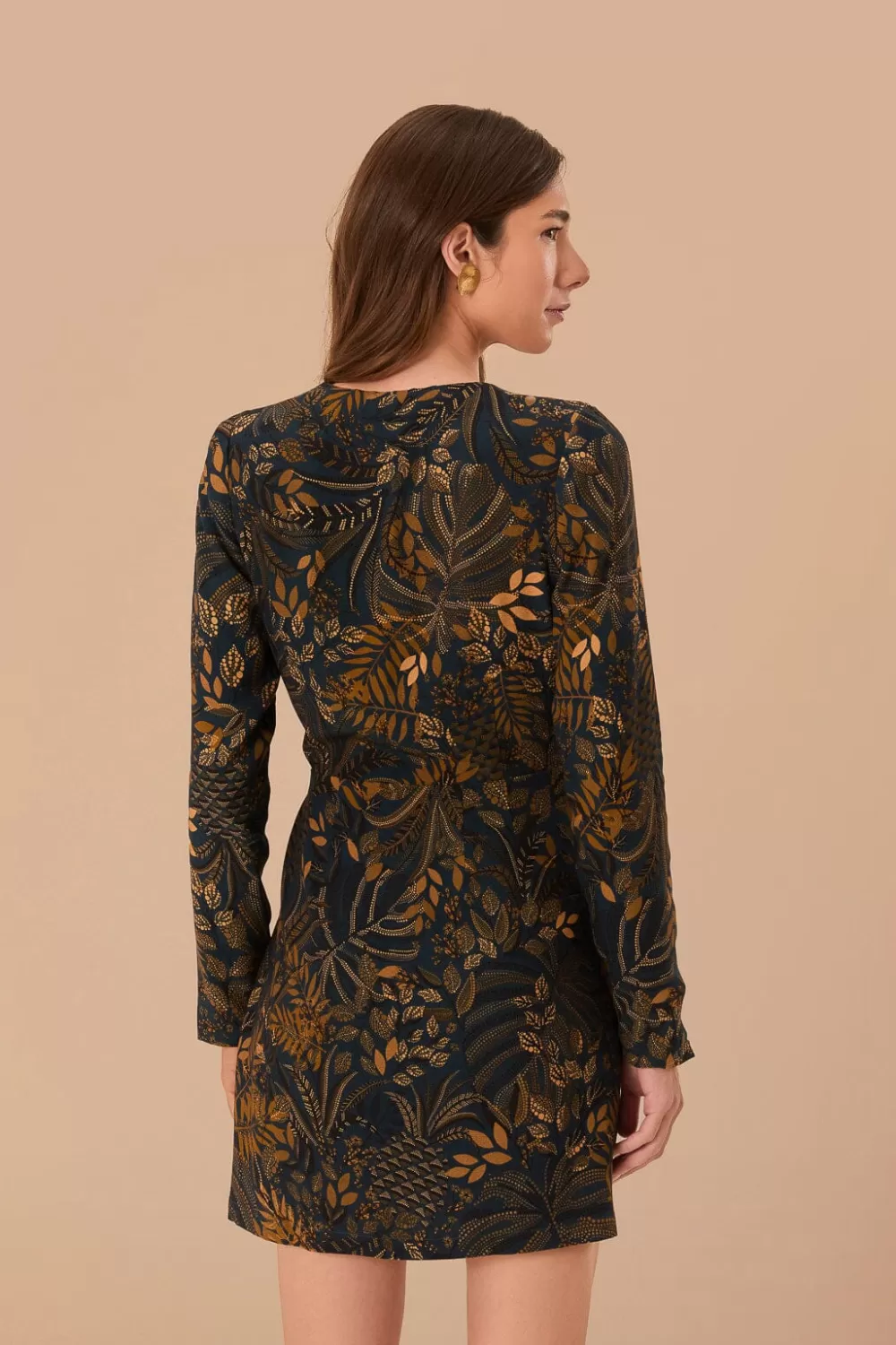 Teal Dotted Forest LENZING™ ECOVERO™ Viscose Wrap Mini Dress | FARM Rio Store