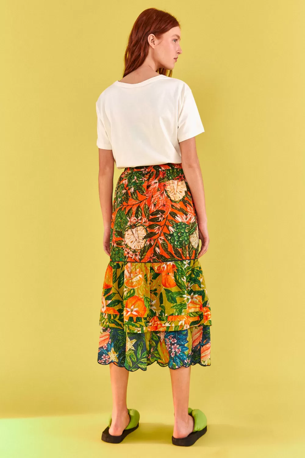 TIERED MIDI SKIRT | Caipirinha Print | FARM Rio New