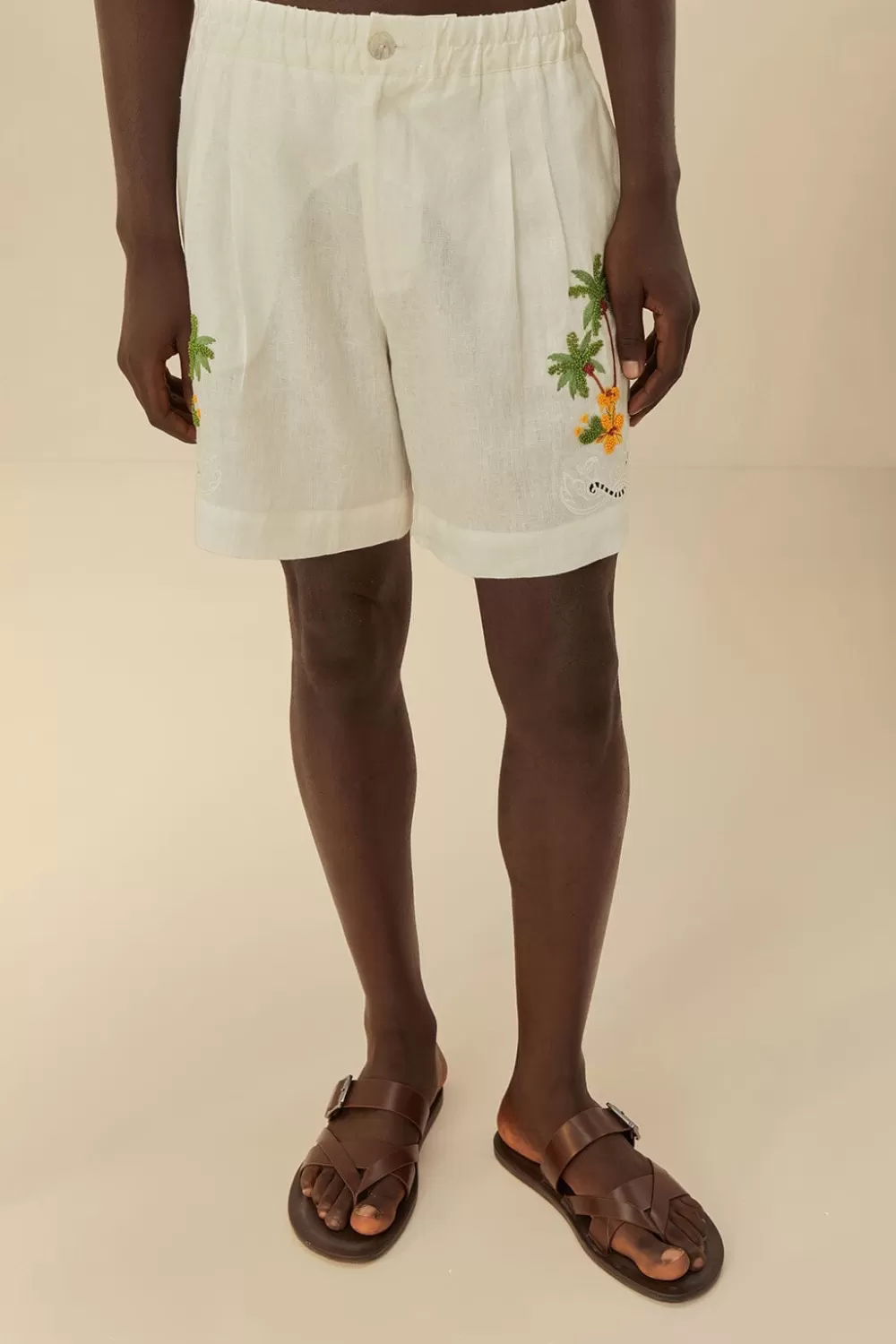 Tropical Destination Embroidered Euroflax™ Premium Linen Shorts | FARM Rio Best