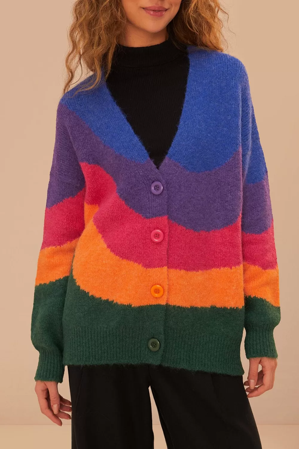 Vintage Waves Multicolor Knit Cardigan | FARM Rio Discount