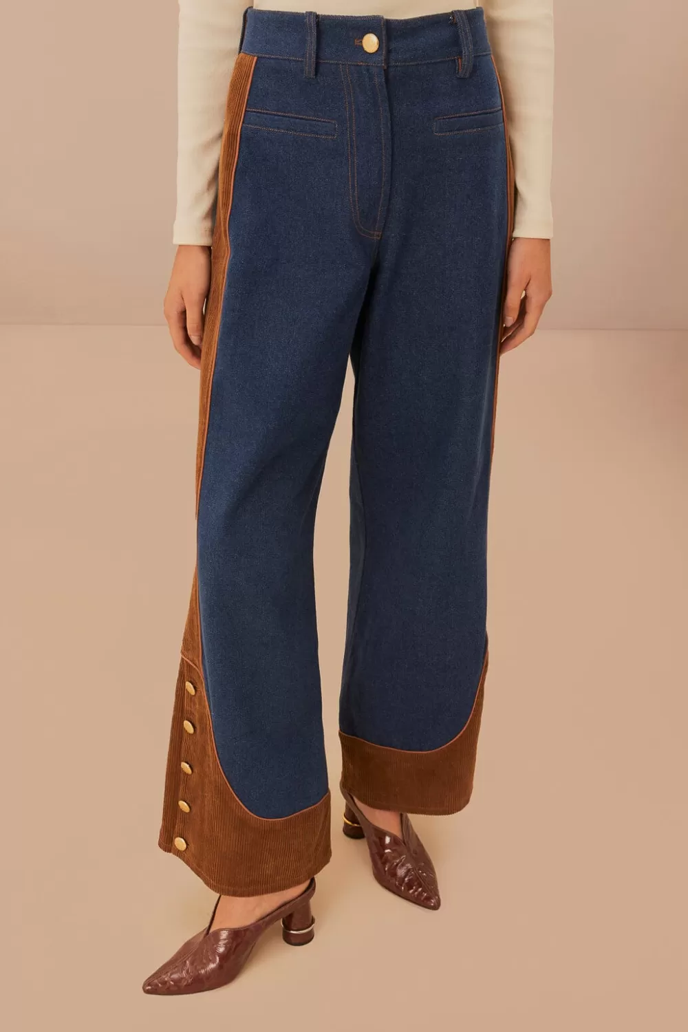 Western Denim Wide Pants Low Waisted | FARM Rio Clearance