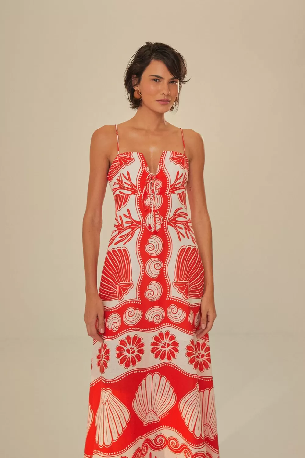 White Ainika Shell LENZING™ ECOVERO™ Euroflax™ Maxi Dress | FARM Rio New