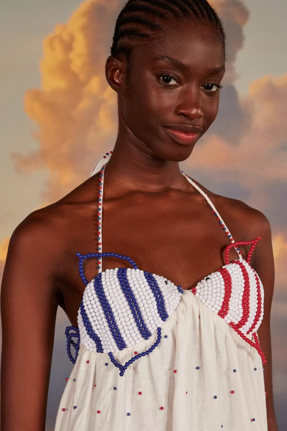 White Beaded Fishes Sleeveless Maxi Dress | FARM Rio Fashion