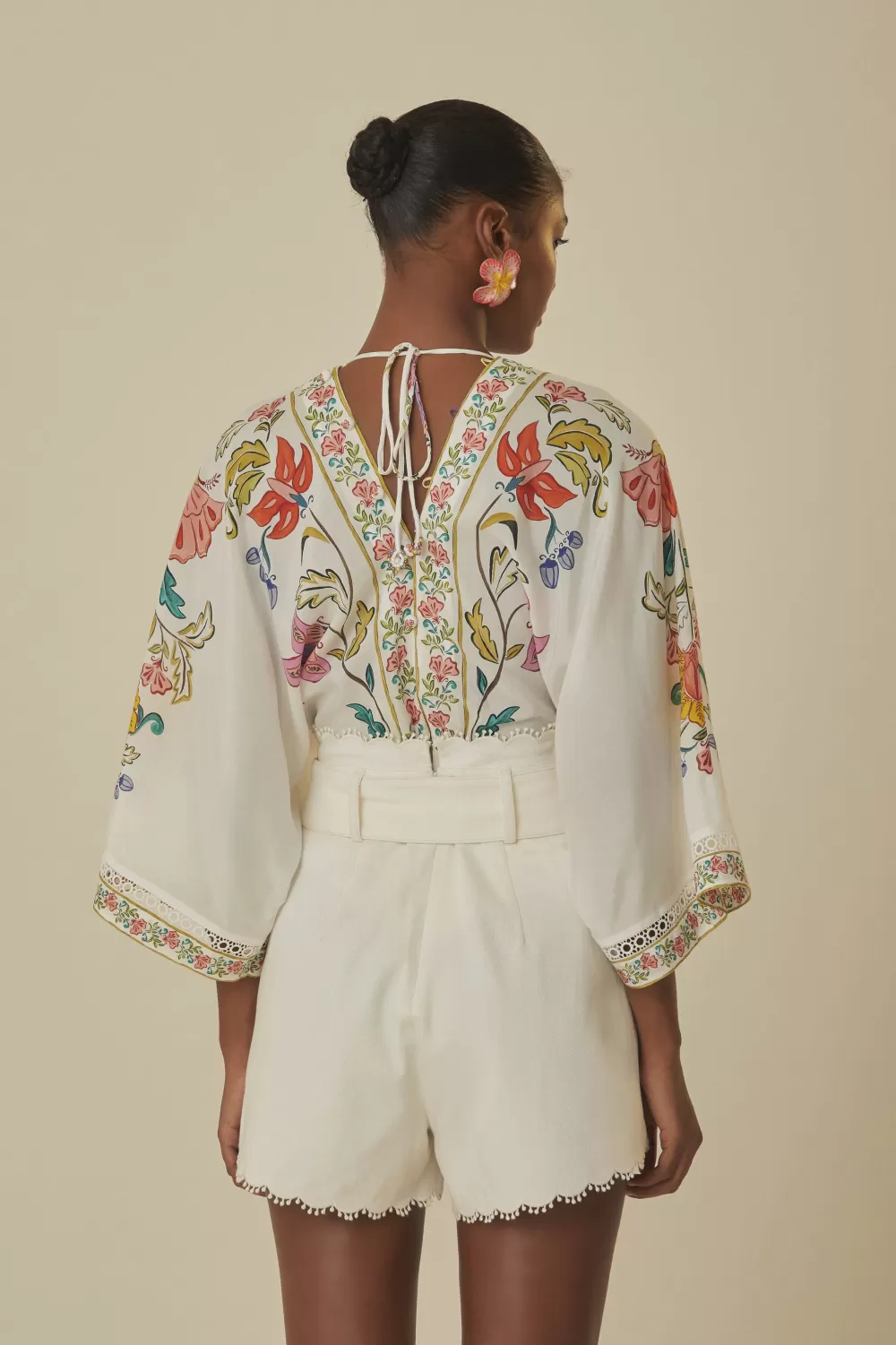 White Festone Belted Shorts | FARM Rio Discount