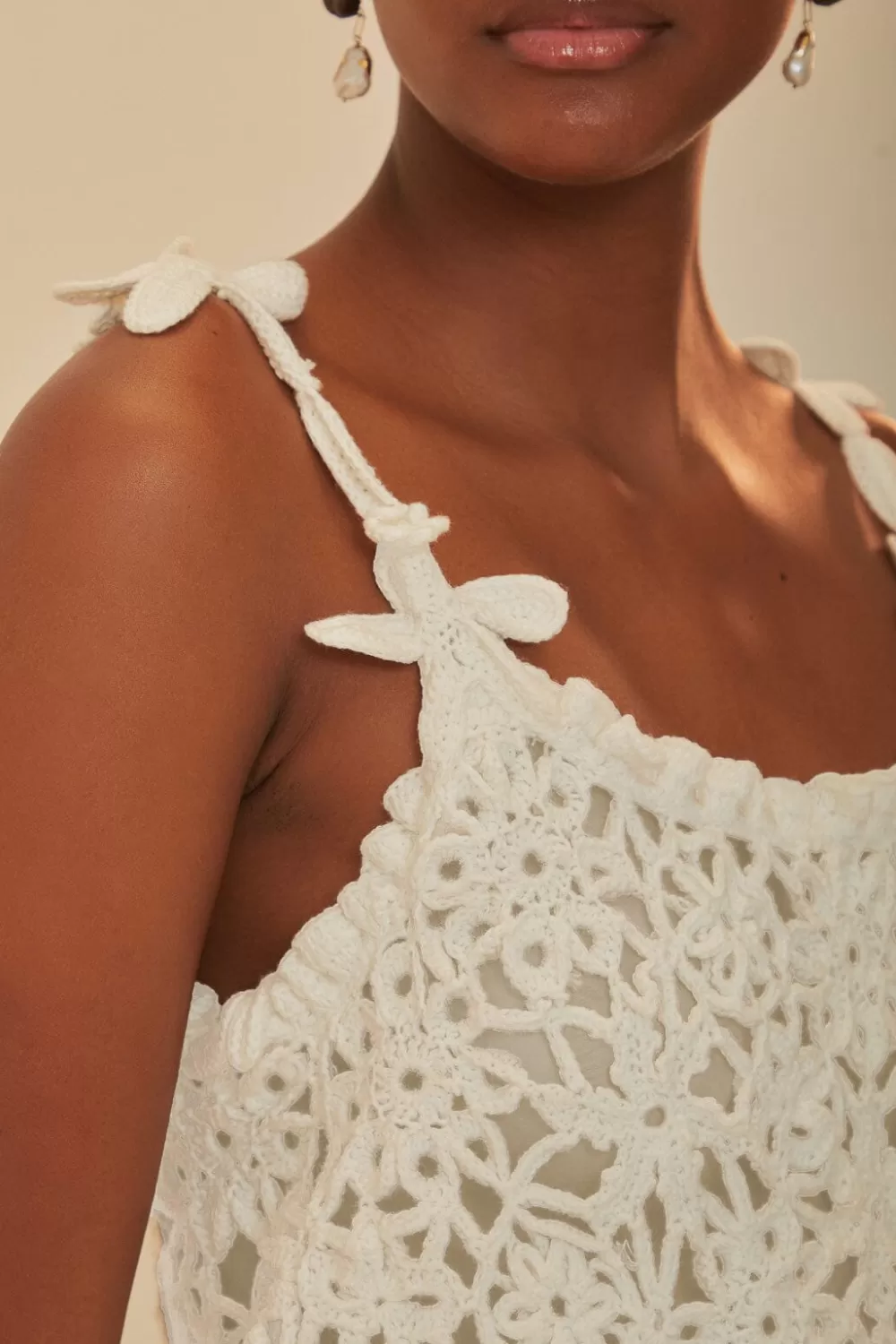 White Flowers Crochet Top | FARM Rio Cheap