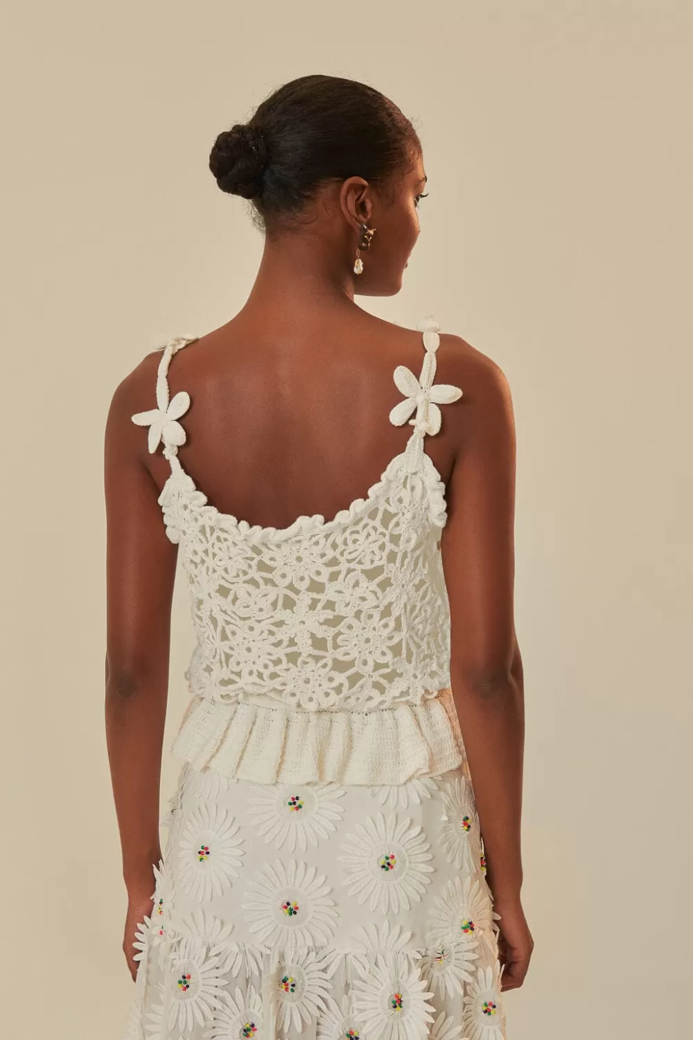 White Flowers Crochet Top | FARM Rio Cheap