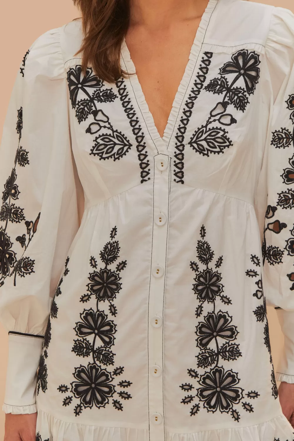 White Flowers Richelieu Mini Dress | FARM Rio Fashion