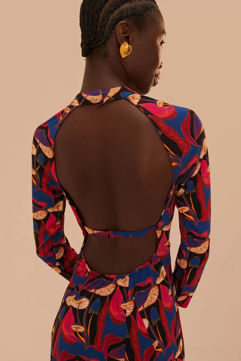Wild Mushrooms Black Jersey Midi Dress | FARM Rio Discount