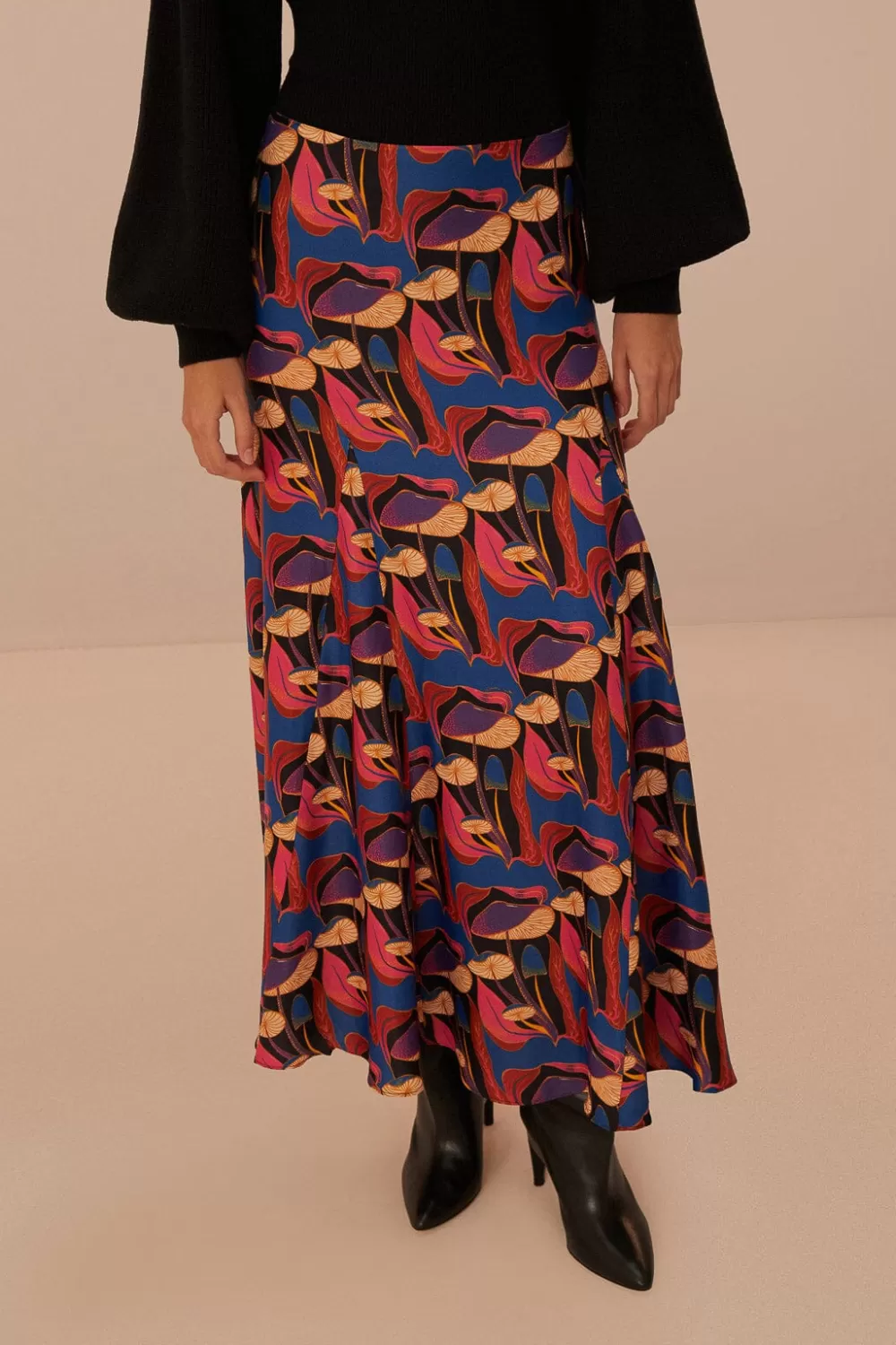 Wild Mushrooms Black Maxi Skirt | FARM Rio Cheap