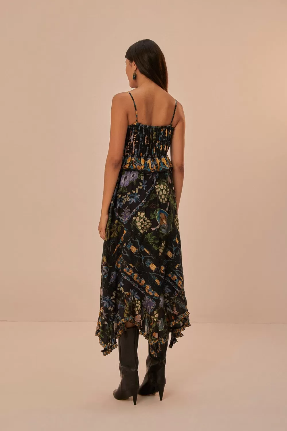 Winter Garden Black Pleated Lace Sleeveless Midi Dress | FARM Rio Cheap
