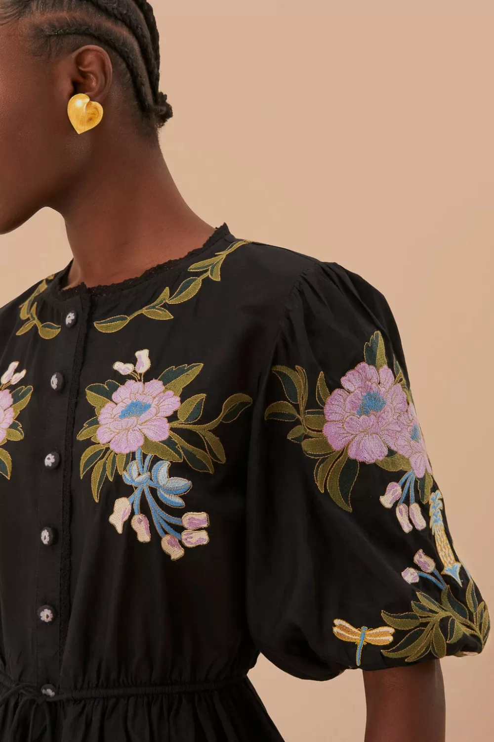 Winter Garden Embroidered Short Sleeve Blouse | FARM Rio Clearance