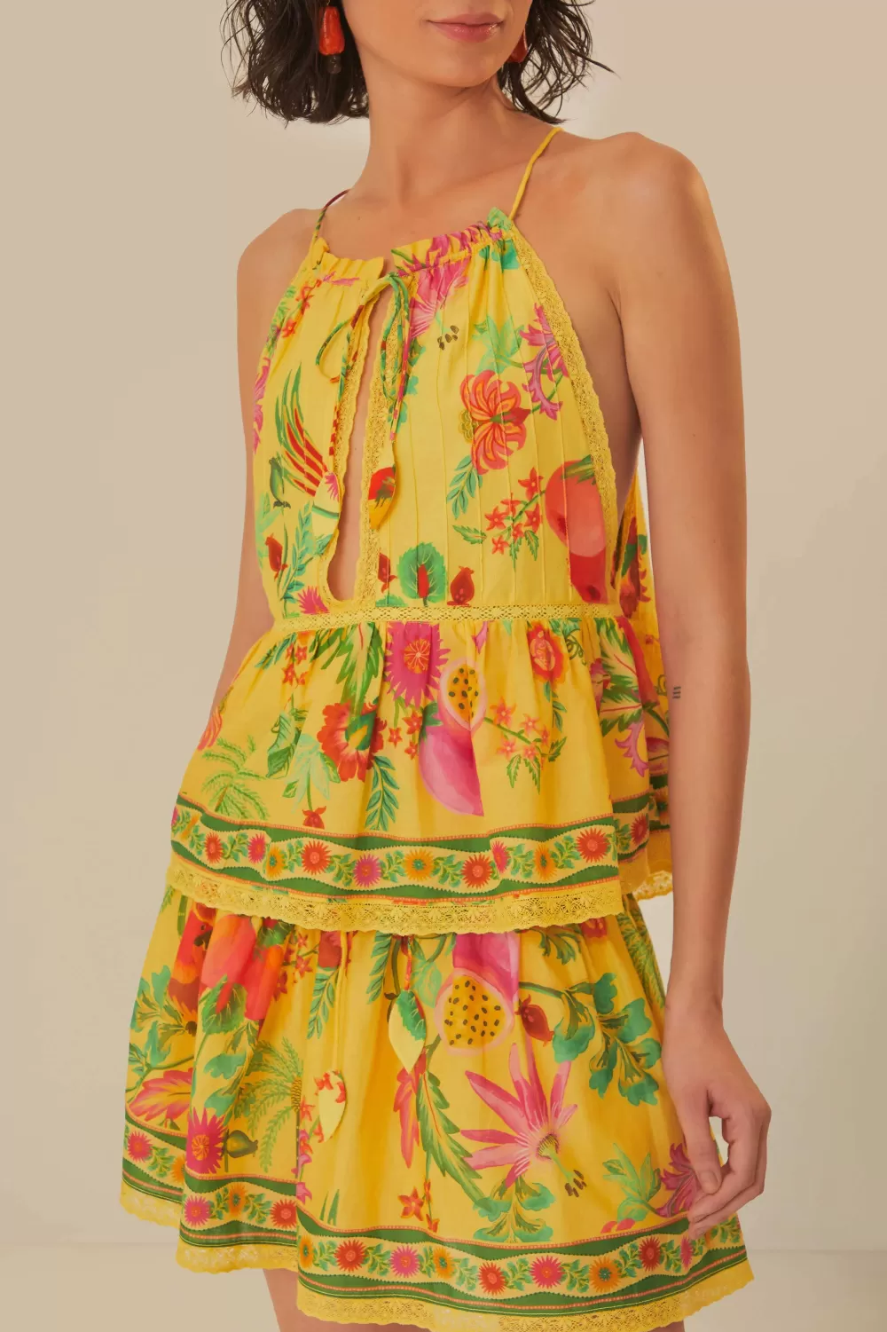 Yellow Delicate Fruit Garden Mini Skirt | FARM Rio Best