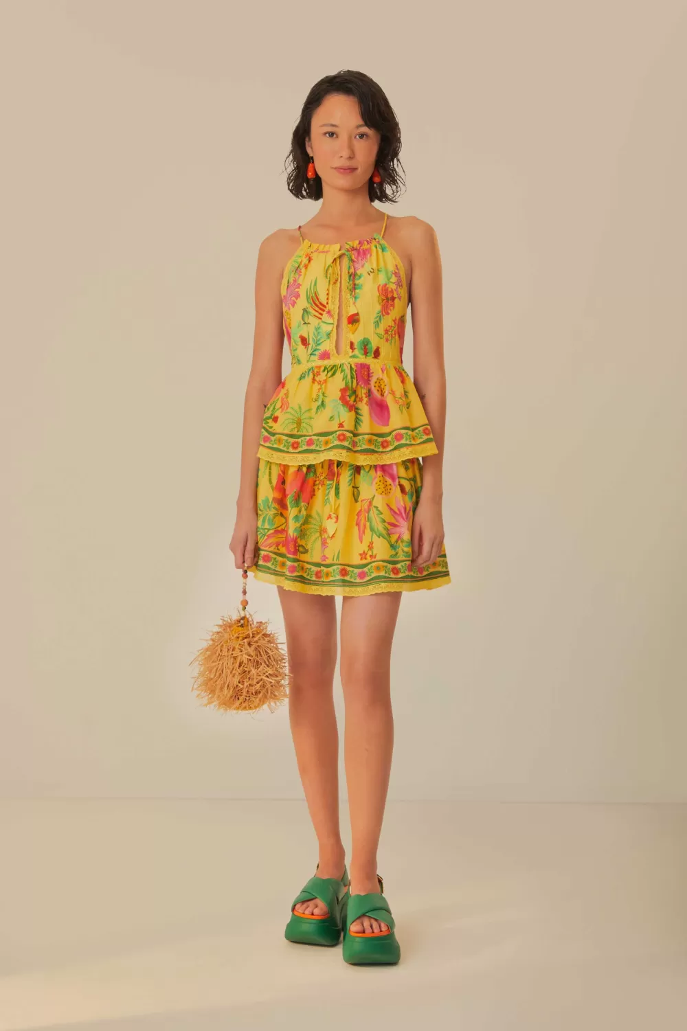 Yellow Delicate Fruit Garden Sleeveless Blouse | FARM Rio Discount