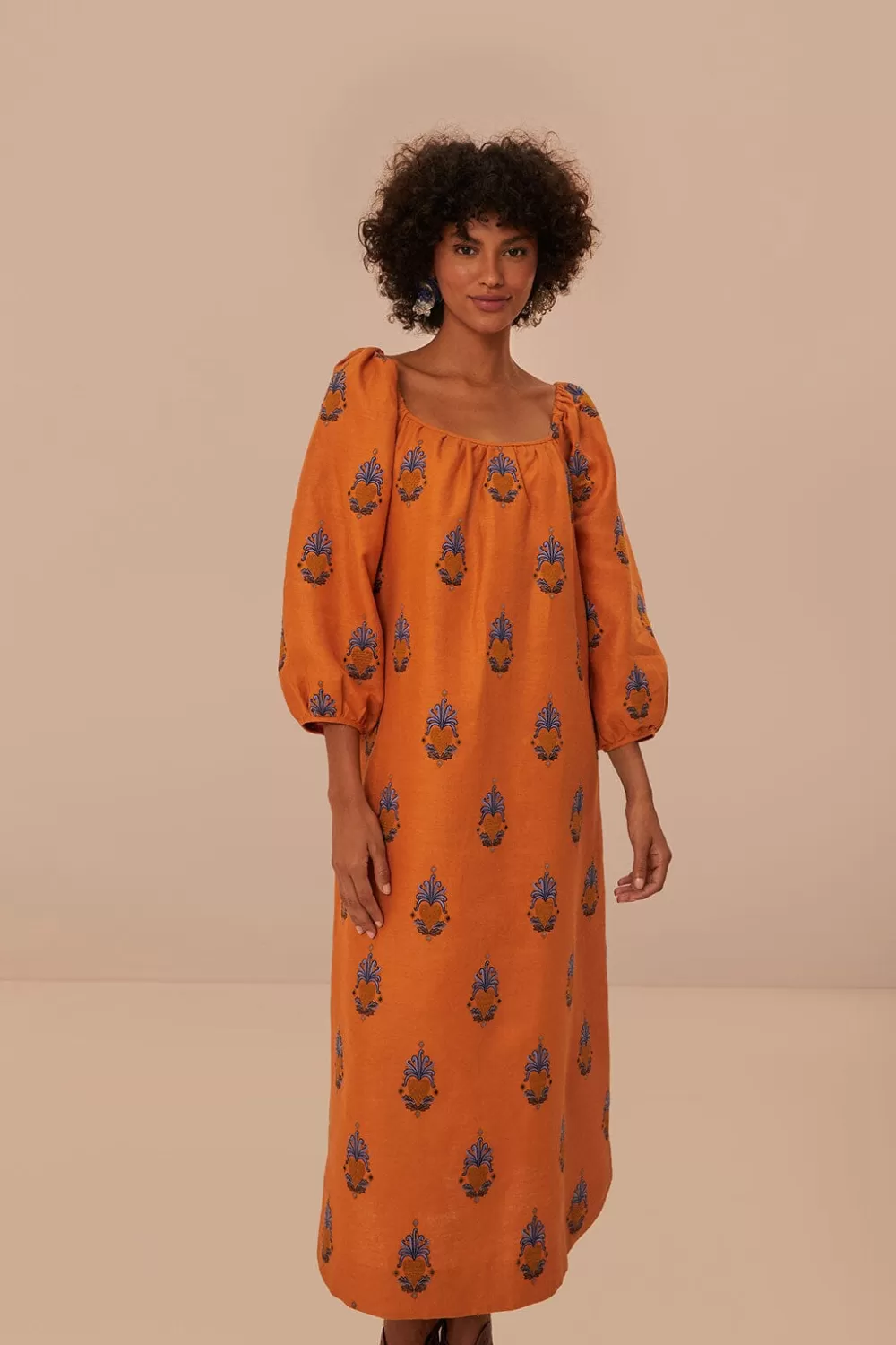 Yellow Embroidered Midi Dress | FARM Rio Shop