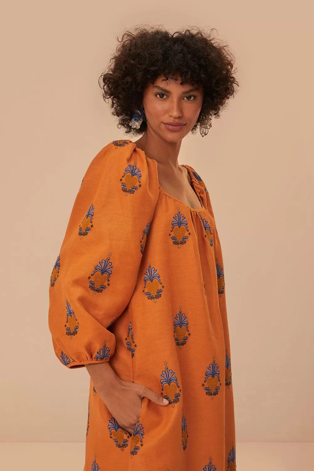 Yellow Embroidered Midi Dress | FARM Rio Shop