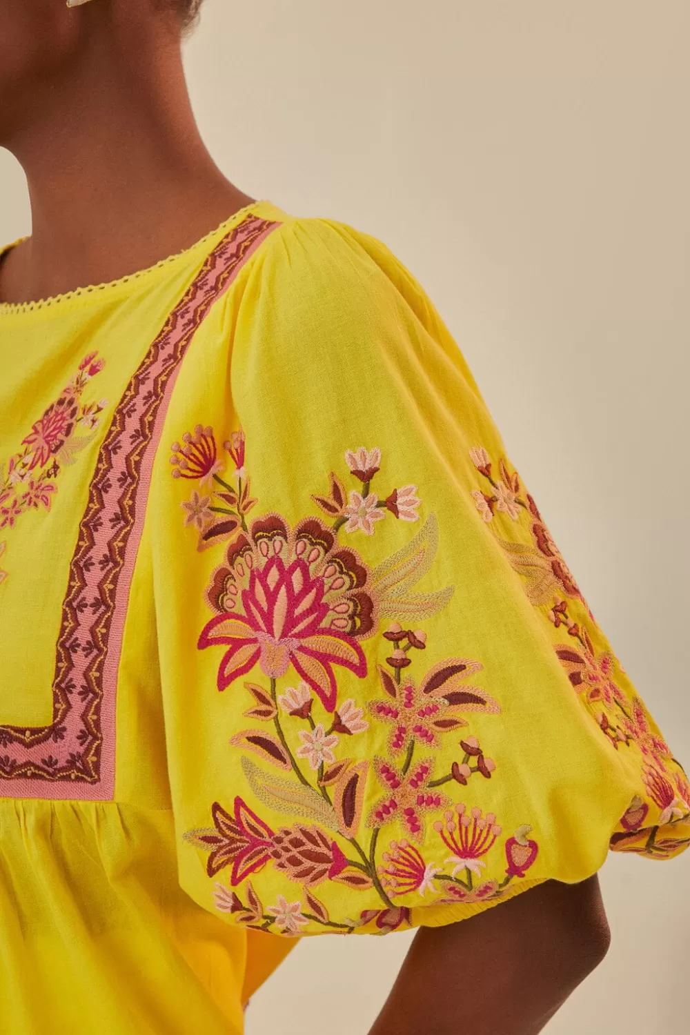 Yellow Garden Tapestry Embroidered Blouse | FARM Rio Cheap