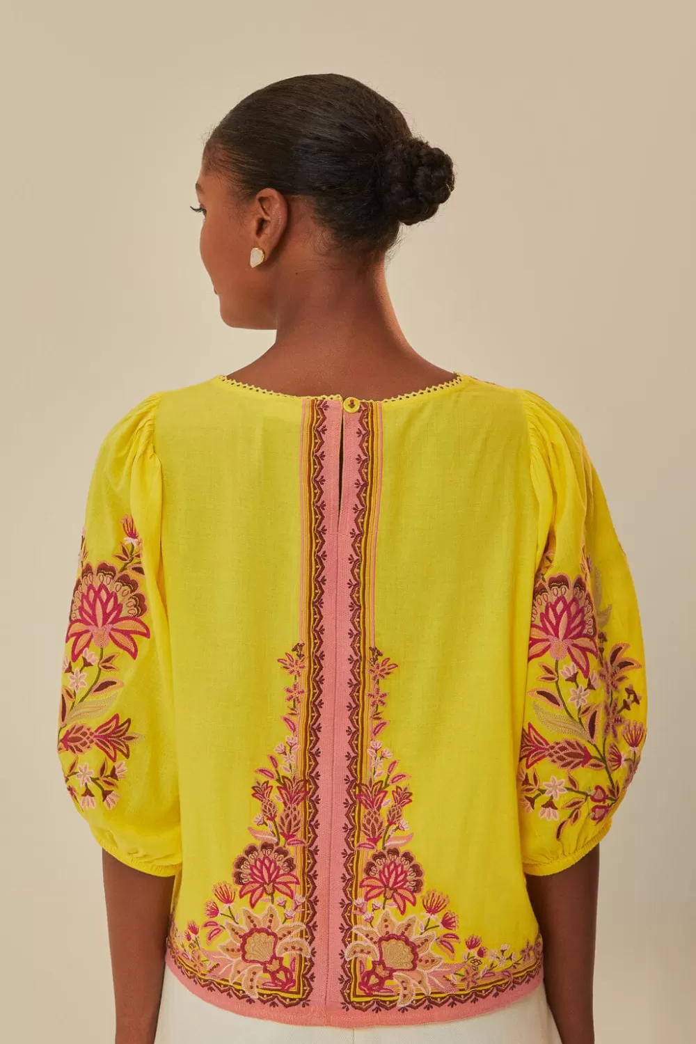 Yellow Garden Tapestry Embroidered Blouse | FARM Rio Cheap