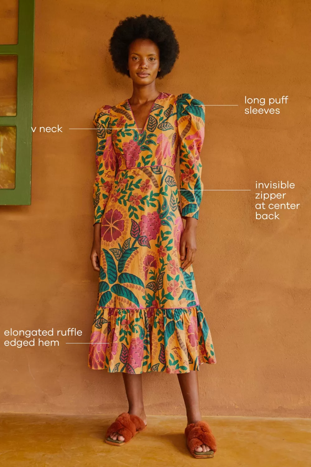 YELLOW MIDI DRESS | Flowerdoscopic Print | FARM Rio Hot