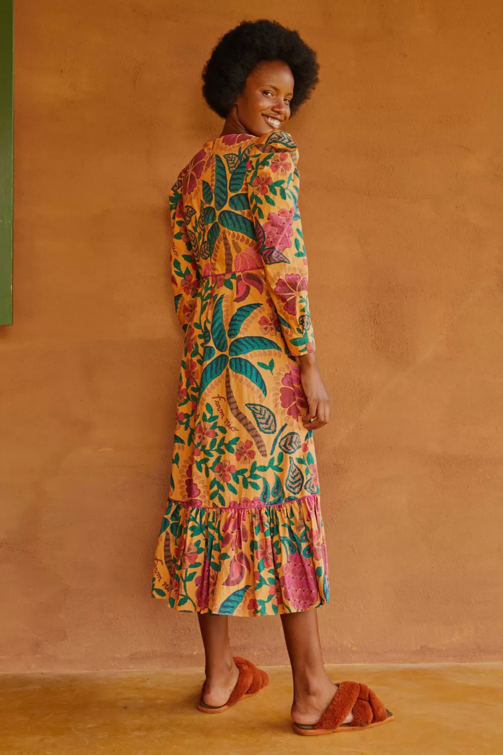 YELLOW MIDI DRESS | Flowerdoscopic Print | FARM Rio Hot