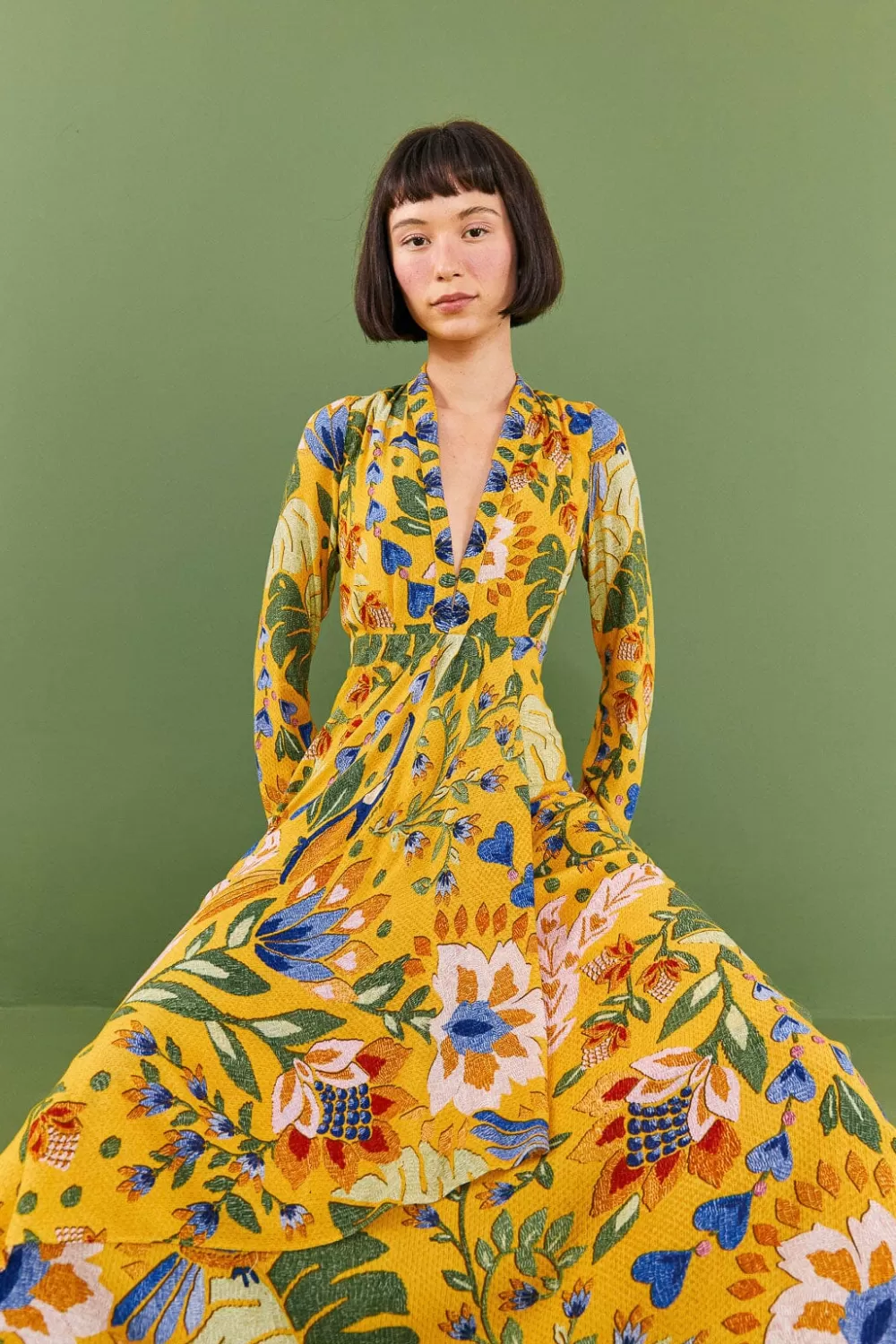 Yellow Summer Garden Maxi Dress | FARM Rio Clearance