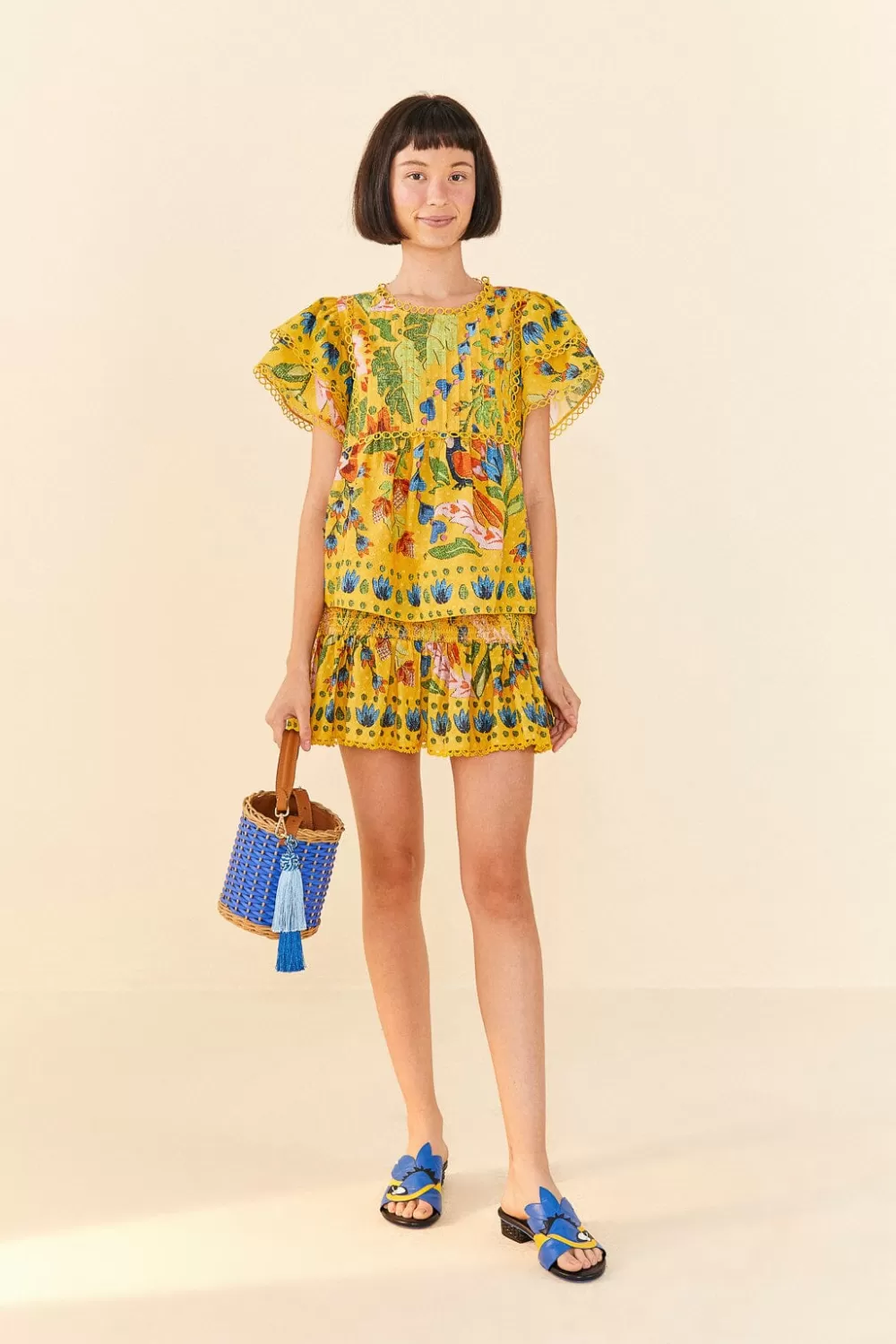 Yellow Summer Garden Mini Skirt | FARM Rio Shop