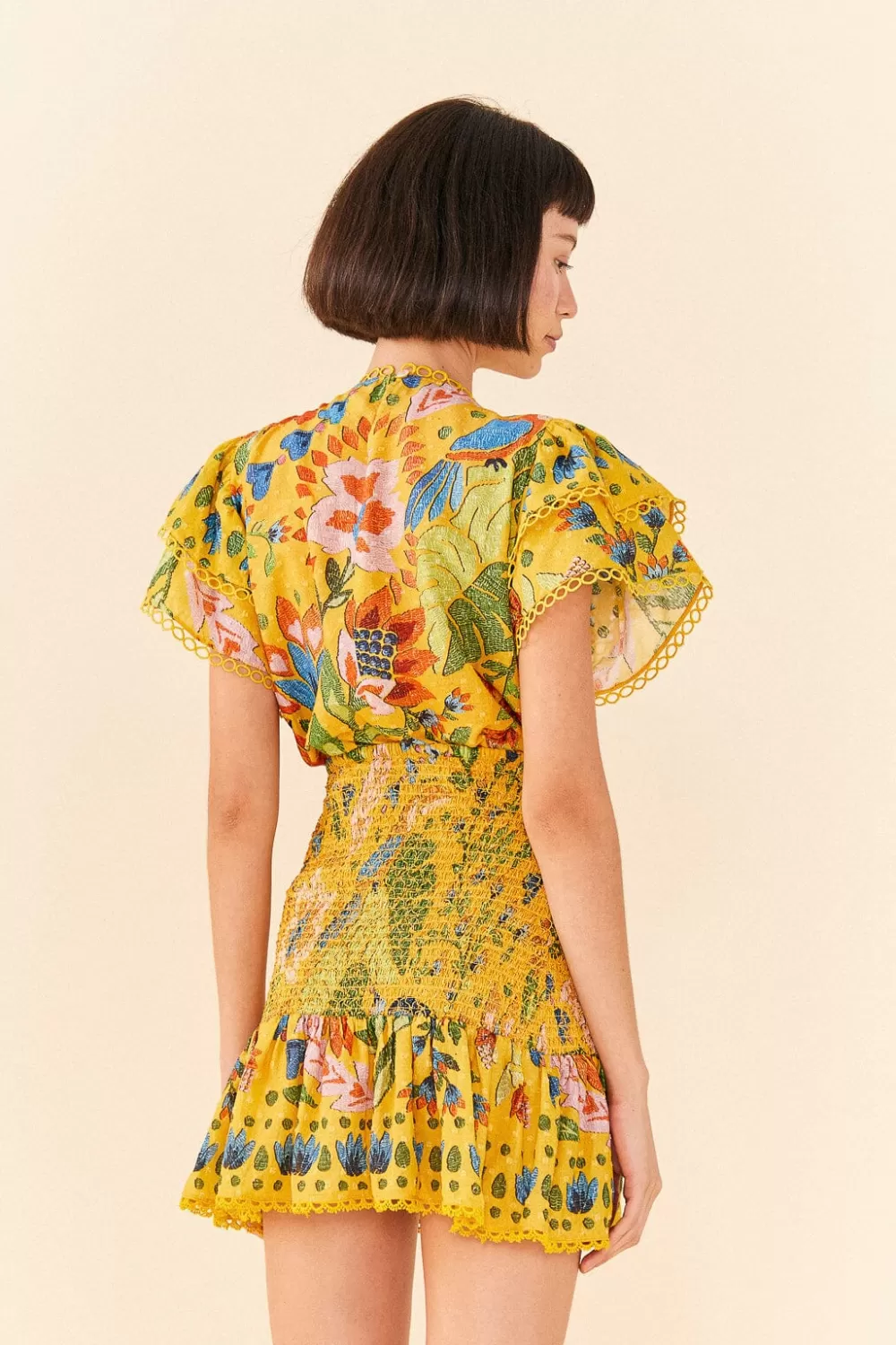 Yellow Summer Garden Mini Skirt | FARM Rio Shop