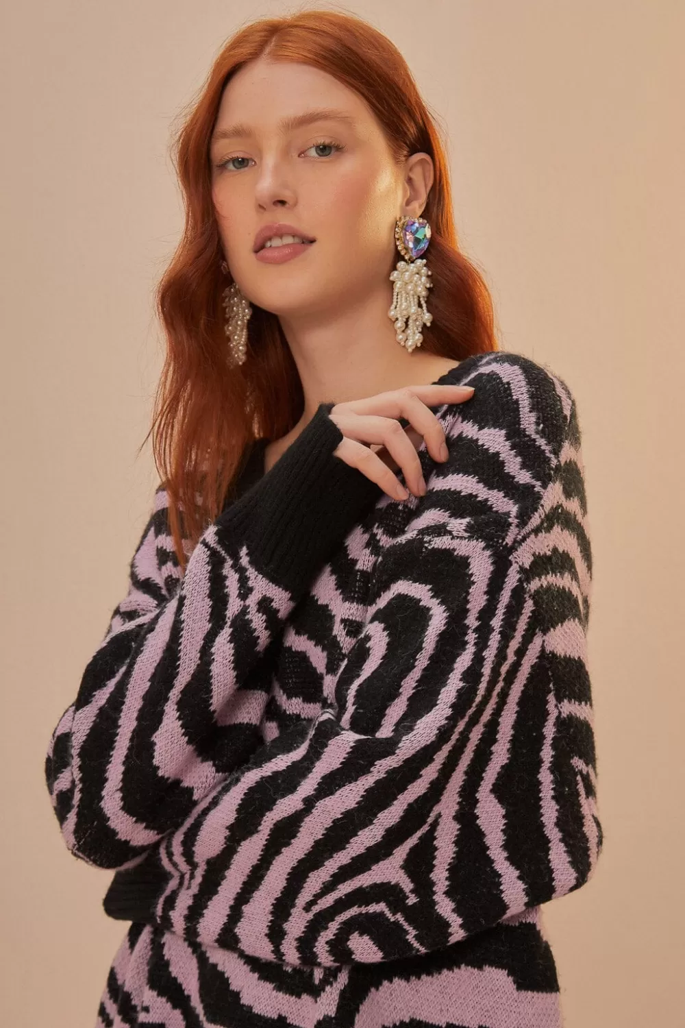 Zebra Skin Knit Sweater | FARM Rio Shop